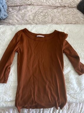 Michael Stars Rust Brown Long Sleeve Tee
